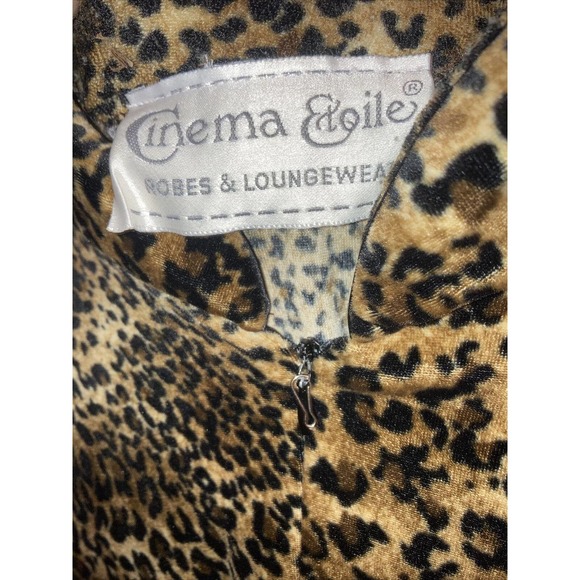 Cinema Etoile Robe Women Large Leopard Print Velour Velvet Maxi House Dress Vtg - Picture 3 of 5
